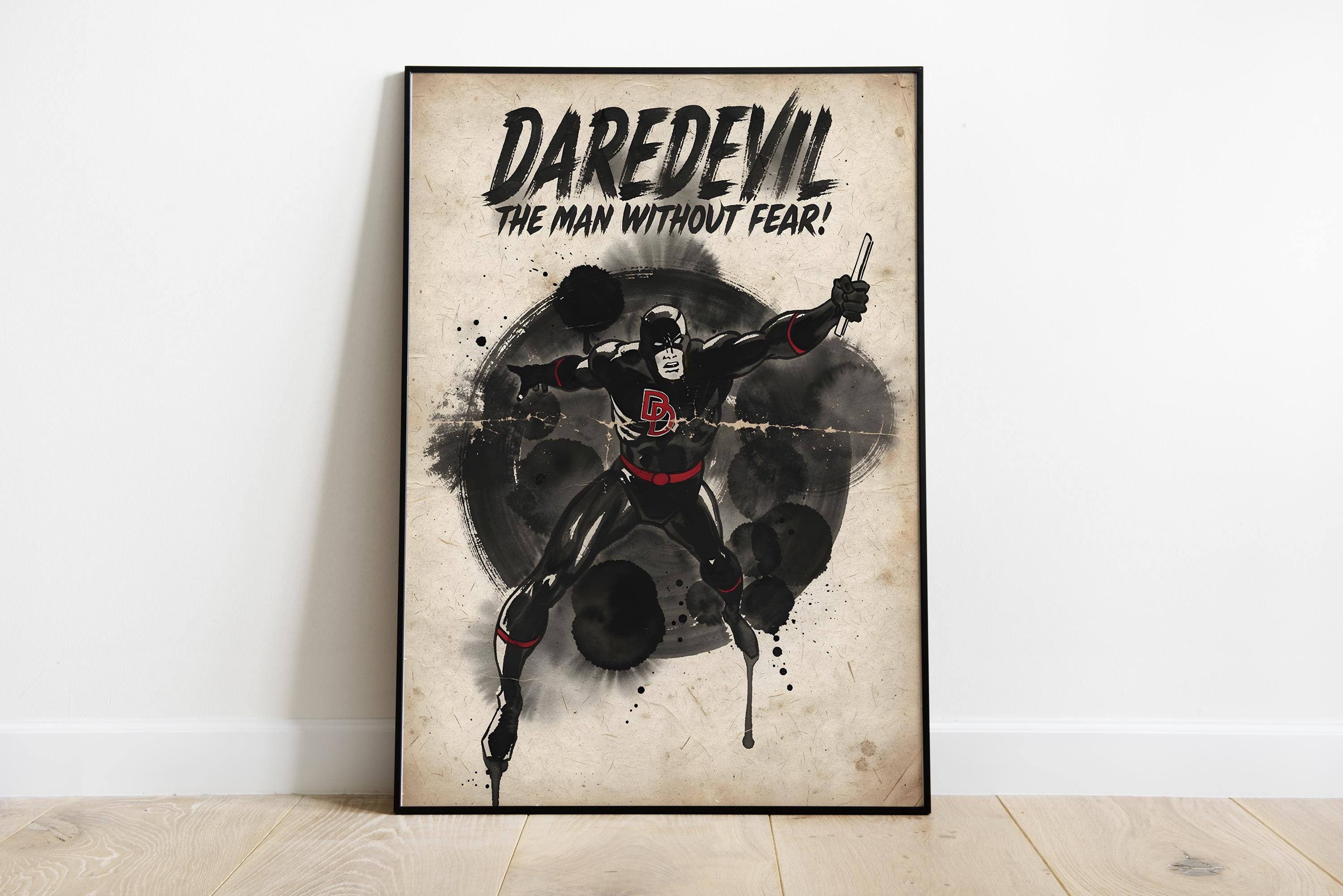 Daredevil - X-men Poster – Sumi-e Ink Painting Style, Comic Superhero ...