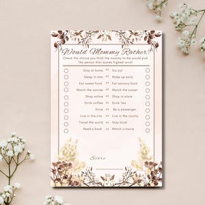 Would Mommy rather game card template | Baby Shower game | Editable baby shower digital download | Printable Baby Shower game | Gaming cards
