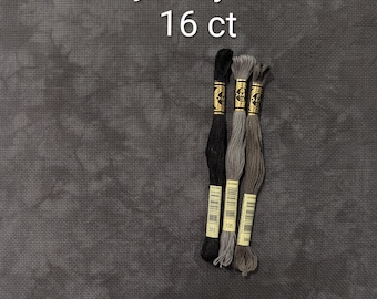 Black hand dyed aida, 14 count, 16 count, 18 count, black cross stitching fabric, grey aida fabric, black embroidery fabric, dark aida