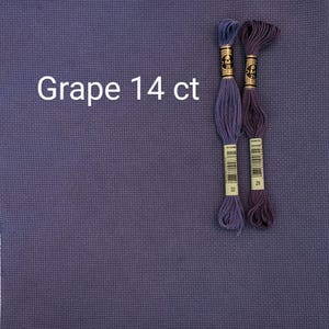 Grape hand dyed aida cloth, 14 count, 16 count, 18 count, blue aida, purple aida, embroidery fabric, cross stitching supplies, plum aida
