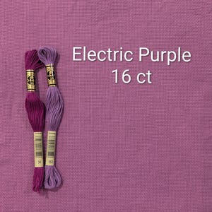 Tela Aida color morado eléctrico: tela para punto de cruz teñida a mano