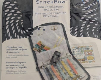 DMC Stitch Bow mini travel bag, cross stitch needlework project organizer