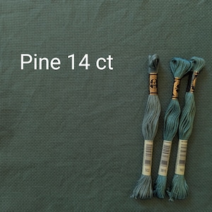 Pine Green dyed aida cloth, 14 count, 16 count, aida fabric, dark green aida, embroidery fabric, holiday aida, hand dyed aida, zweigart