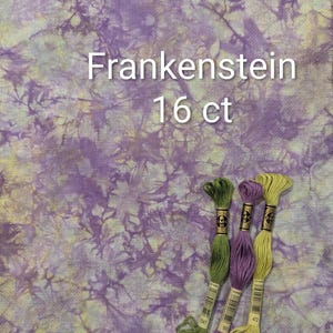 Frankenstein hand dyed aida, 14 count, 16 count, 18 count, fall aida fabric, colored aida cloth, cross stitching fabric, halloween aida