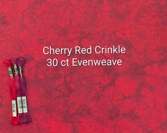 Cherry Red aida cloth, 14 16 18 22 count, hand dyed cross stitching fabric