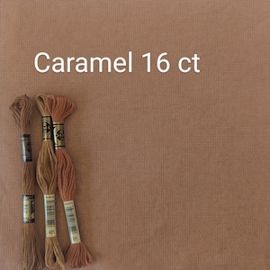Caramel hand dyed aida fabric, cross stitching cloth, brown aida, 14 count, 16 count, 18 count aida, copper aida, cross stitching linen