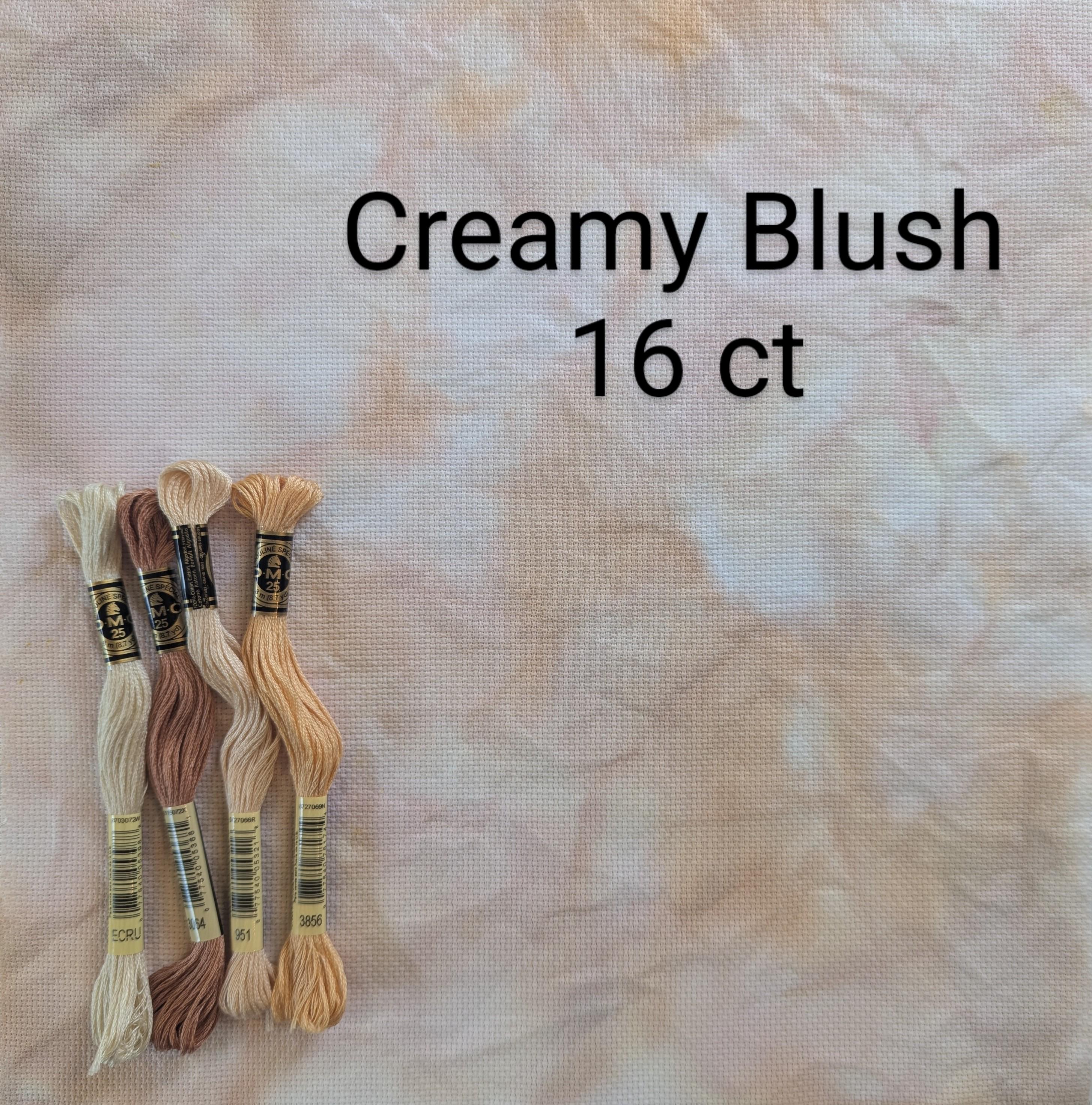 Creamy Blush hand dyed aida cloth, cross stitching fabric, 14 count, 16 count, 18 count, marbled aida, antique white aida, parchment aida