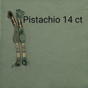 Pistachio Green hand dyed aida cloth, cross stitch fabric, 14 count, 16 count, 18 count, olive green aida, light green aida, congress aida