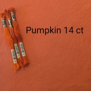 Pumpkin dyed aida cloth, 14 count, 16 count, 18 count, orange aida, fall aida, halloween aida, burnt orange aida, cross stitching fabric