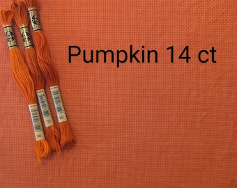 Pumpkin dyed aida cloth, 14 count, 16 count, 18 count, orange aida, fall aida, halloween aida, burnt orange aida, cross stitching fabric
