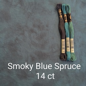 Smoky Blue Spruce hand dyed aida cloth, 14 count, 16 count, 18 count, dyed embroidery fabric, juniper aida, cross stitching fabric,pine aida
