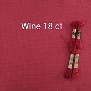 Tela Aida teñida a mano en color vino, tela para bordado en punto de cruz, 14 hilos, 16 hilos, 18 hilos, tela para bordado, tejido uniforme rojo, Aida rubí, Aida burdeos