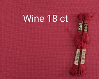 Wine hand dyed aida cloth, cross stitching fabric, 14 count, 16 count, 18 count, embroidery fabric, red evenweave, ruby aida, burgundy aida