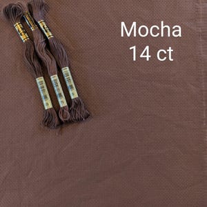 Chocolate and Mocha hand dyed aida cloth for cross stitching, 14 count, 16 count, 18 count, dark brown aida, embroidery fabric, fall aida