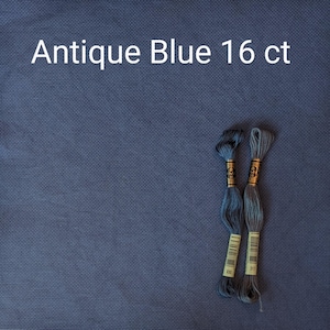 Antique Blue dyed aida cloth, 14 count, 16 count, 18 count, navy blue aida, blue aida fabric, embroidery fabric, indigo cross stitch fabric