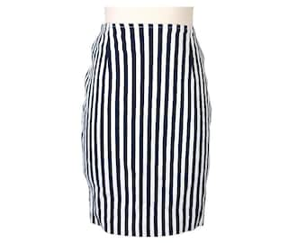 De Limited Vintage High Waist Rok maat 6 met verticaal streeppatroon 1990s