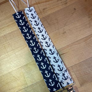 Pacifier Clip - Nautical (set of 2)/Baby Shower Gift/Nursery Items/Cotton/Metal Clips