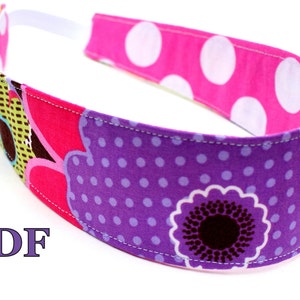 Reversible Headband sewing pattern pdf hair scarf accessories girls diy handmade gift idea baby toddler women adult tweens cheer spring