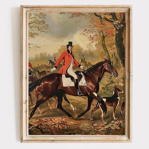 Vintage Fuchsjagd Druck: Pferd Reiter Kunst (Digitaler Download)