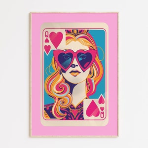 Dopamine Decor Maximalist Wall Art Print Queen of Hearts Playing Card Poster Dorm Wall Art Trendy Print Funky Decor Eclectic Aesthetic Art