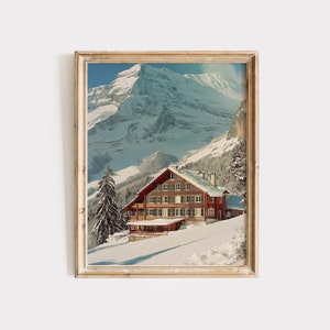 Snow Lodge Print: Slim Aarons Winter Mountain Scene (Digital Download)
