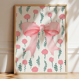 Coquette Room Decor Wall Art Print Cottagecore Decor Prints Floral Pink Prints Coquette Room Decor Art Digital Products Girly Wall Art