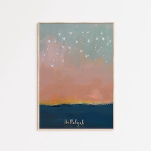 Hallelujah Christian Stars Art Print: Obraz pejzażowy (pobranie cyfrowe)