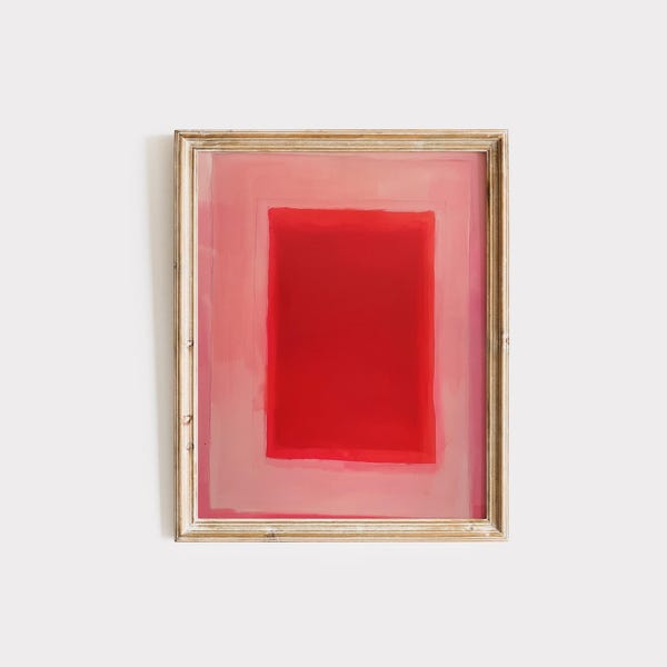 Red Rectangle Abstract Print: Modern Color Block Wall Art (Digital Download)