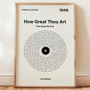 How Great Thou Art Song Lyrics Christian Wall Art with Vinyl Record Modern Christian Art Wall Hanging Aesthetic Room Decor Christian Gifts