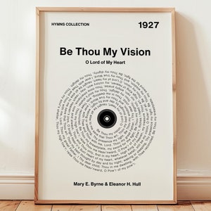 Be Thou My Vision Lyrics Print: Christian Hymn Vinyl Record Art (Digital Download)