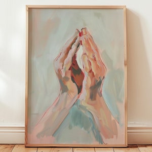 Praying Hands Art Print: Modern Christian Oil Painting (Digital Download)