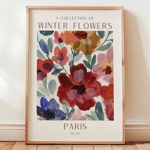 Winter Flower Market Print: Christmas Botanical Wall Art (Digital Download)