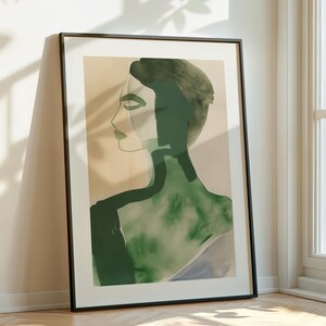 Woman in Green Print: Mid-Century Modern Abstract Art (Digital Download)