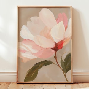 Impresiones botánicas Decoración de habitación rosa Arte descargable con póster de flores Decoración estética de habitación para el mes de nacimiento Arte de flores sobre la cama Impresiones de moda