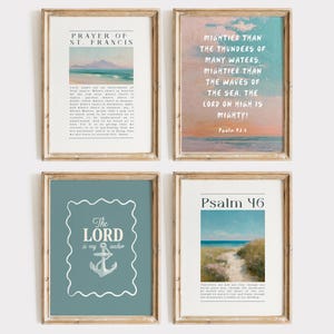 Impressions d'art bibliques côtières, décoration chrétienne de plage (lot de 4) (téléchargement numérique)