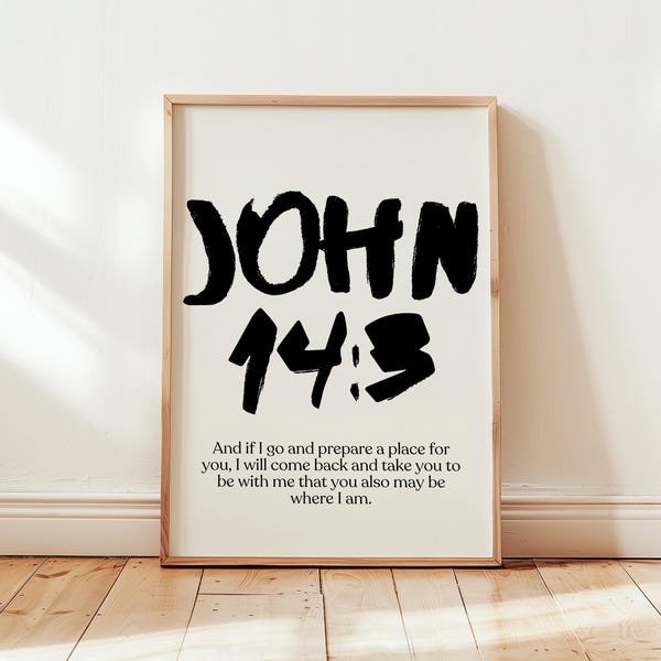 Arte mural bíblico de Juan 14:3, impresión cristiana moderna (descarga digital)
