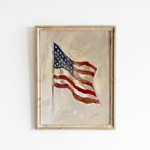 Impresión vintage de la bandera estadounidense: arte rústico patriótico para pared (descarga digital)