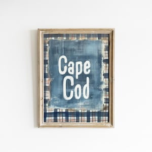 Cape Cod Gingham Print: Vintage Küstenhaus Wandkunst (Digitaler Download)