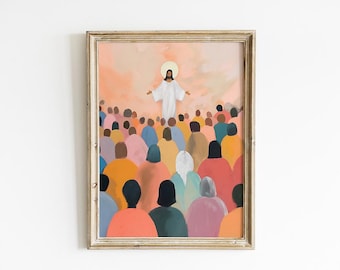 Colorful Jesus Art Print: Modern Christian Wall Art (Digital Download)