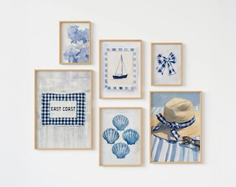 Coastal Granddaughter Wall Art Set: Nautical Summer Prints (Digital Download)