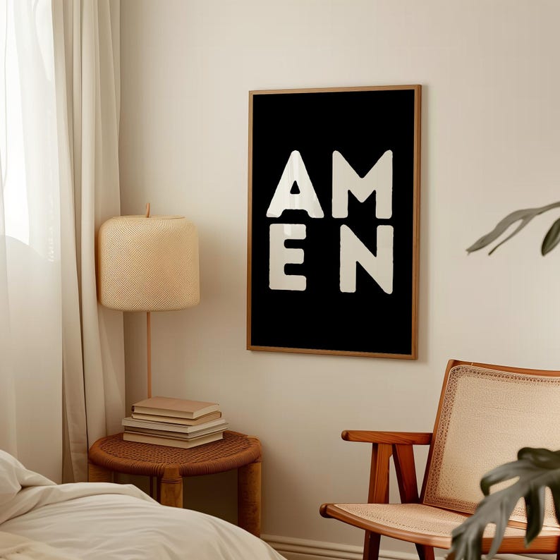 Amen Christian Wall Art: Modern Black and White Print (digital Download ...