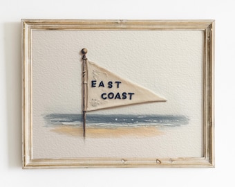 East Coast Pennant Art Print – Vintage Nautical Decor (Digital Download)