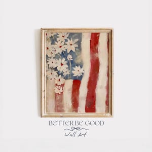 Flower American Flag Print: Farmhouse Cottagecore Patriotic Decor (Digital Download