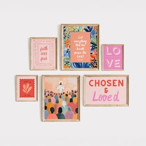 Modern Christian Art Gallery Wall Set of 6, Christian Wall Art, Bible Verse Wall Art, Scripture Wall Art, Christian Gifts, Jesus Art Print
