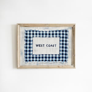 Blau Vichy-Karo Küstendruck: West Coast Beachy Wandkunst (Digitaler Download)