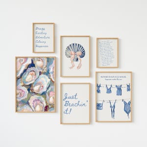 Coastal Wall Art Print Set: Vintage Shells & Oyster Decor (Digital Download)