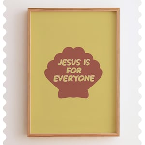 Jesus Is For Everyone Print | Christian Wall Art | Yellow and Red Scripture Decor | Digital Bible Art | Faith Based Printable
