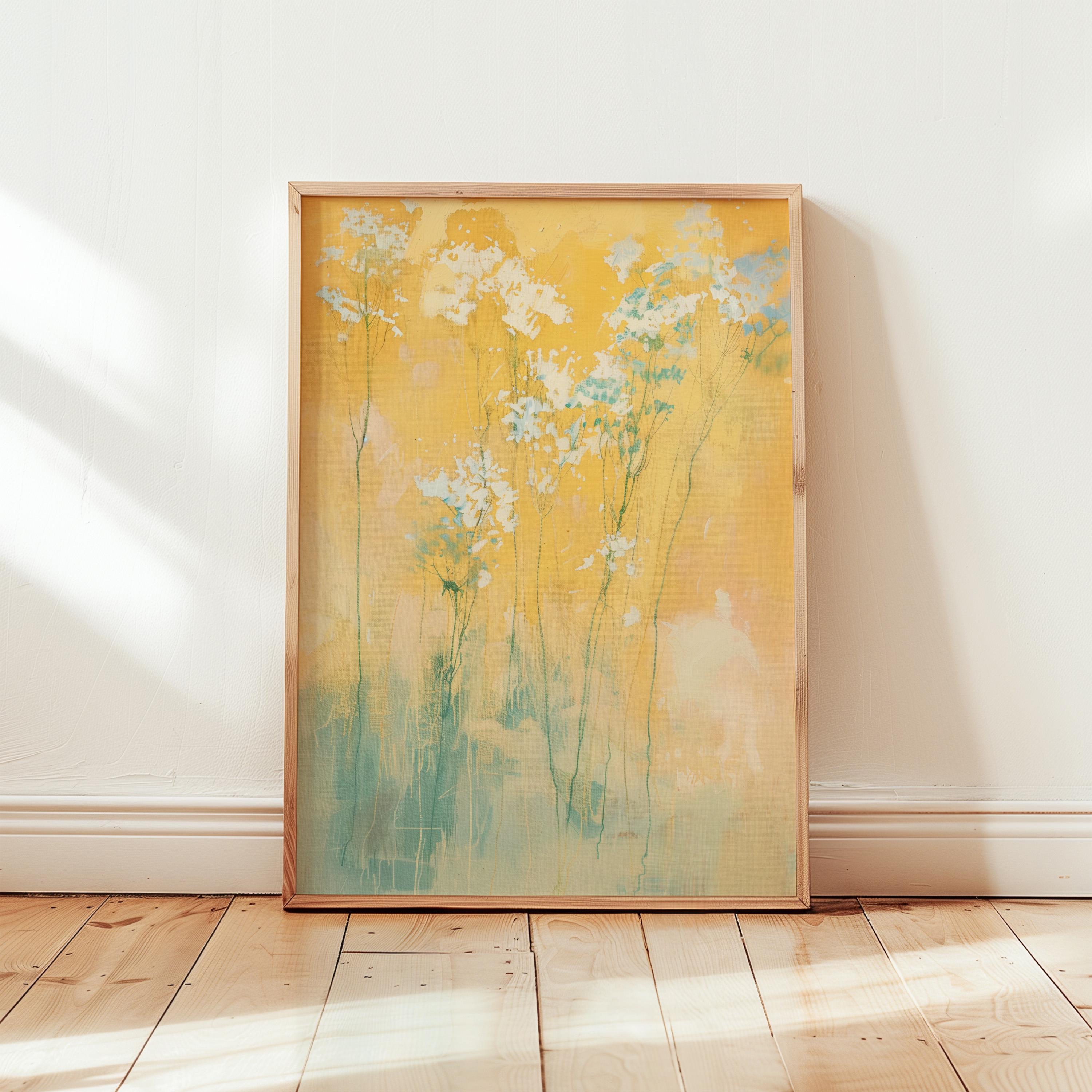 Yellow Floral Abstract Print: Modern Botanical Wall Art (digital ...