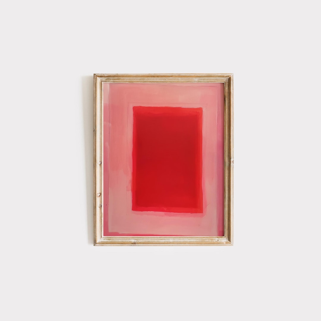 Red Rectangle Abstract Print: Modern Color Block Wall Art (digital ...