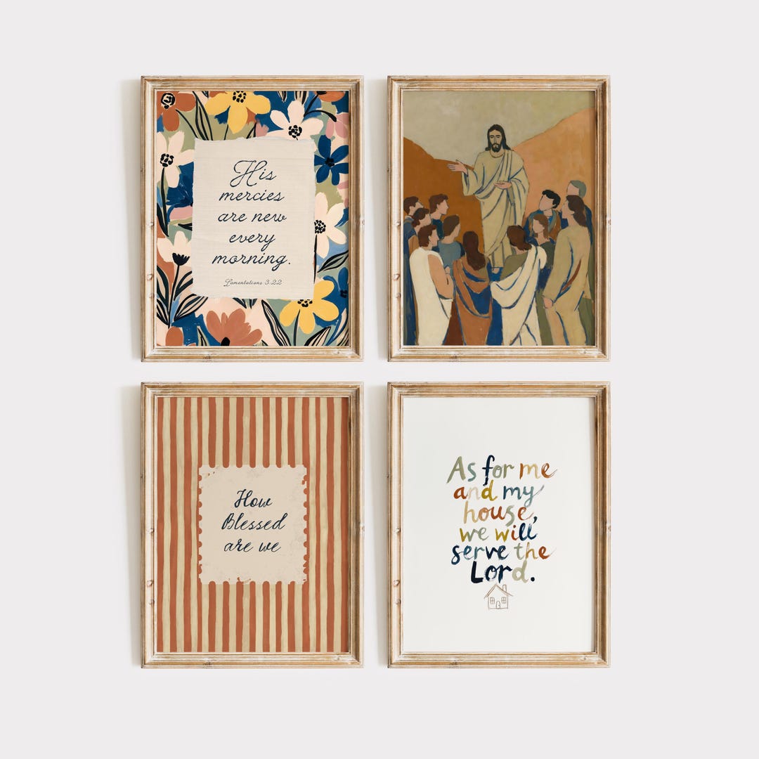 Gallery Wall Set of 4 Christian Wall Art, Scripture Wall Art Bible ...